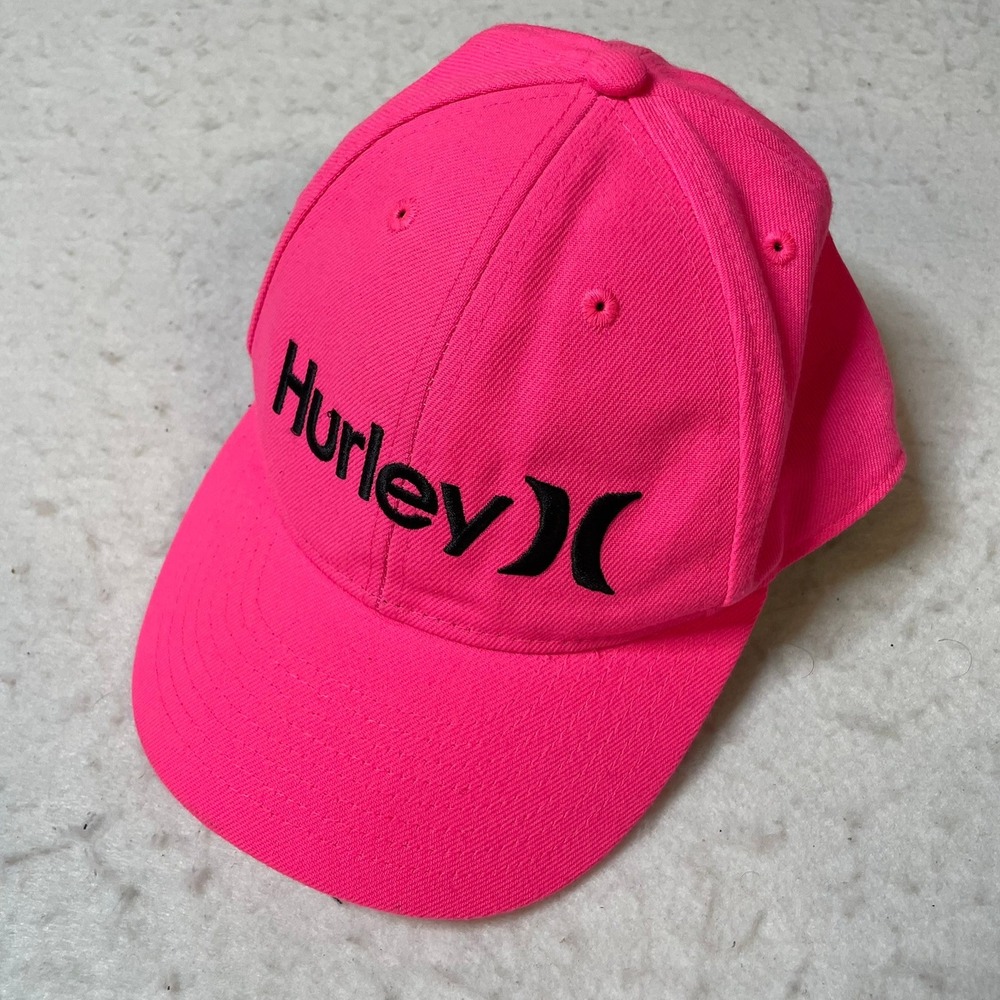 Hurley Youth Adjustable Snapback Baseball Cap Bright Pink Logo